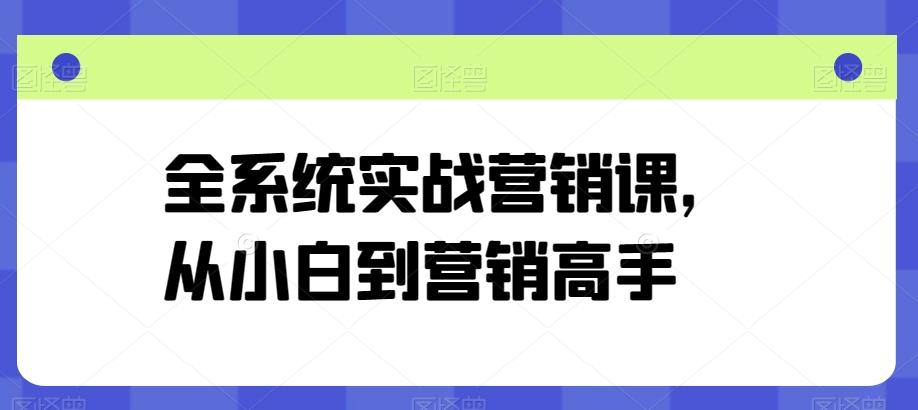 全系统实战营销课，从小白到营销高手-木白网创