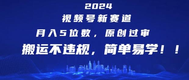 2024视频号新赛道，月入5位数+，原创过审，搬运不违规，简单易学【揭秘】-木白网创