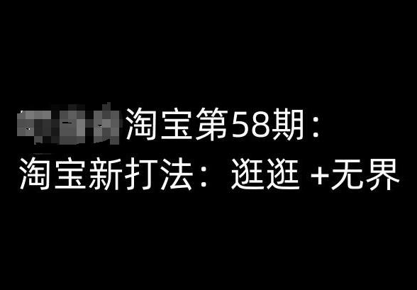 淘宝第58期培训课程，淘宝新打法：逛逛 +无界-木白网创