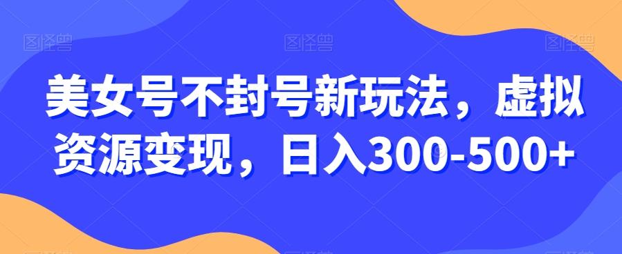 美女号不封号新玩法，虚拟资源变现，日入300-500+-木白网创
