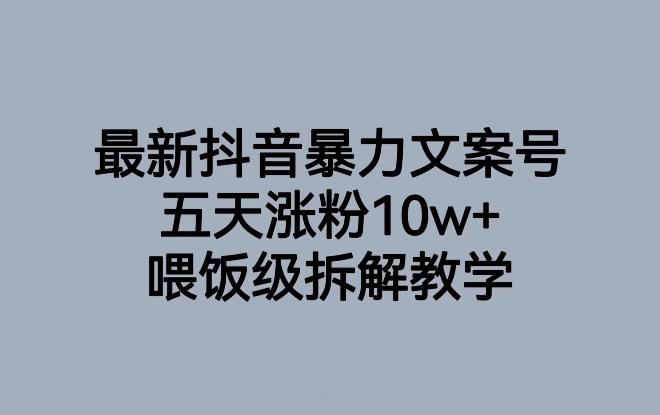最新抖音暴力文案号，五天涨粉10w+，喂饭级拆解教学-木白网创