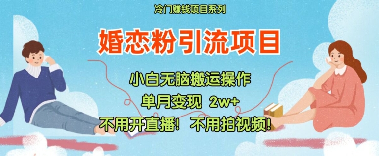 小红书婚恋粉引流，不用开直播，不用拍视频，不用做交付【揭秘】-木白网创