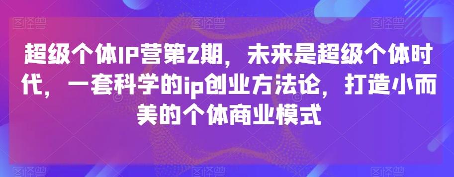 超级个体IP营第2期，未来是超级个体时代，一套科学的ip创业方法论，打造小而美的个体商业模式-木白网创