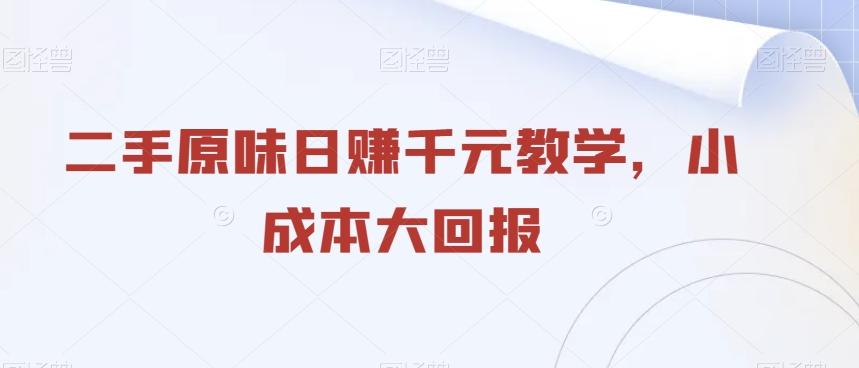二手原味日赚千元教学，小成本大回报-木白网创