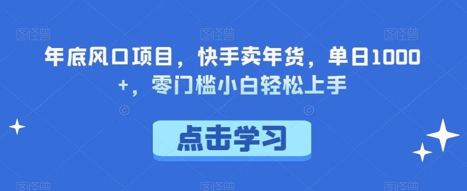 年底风口项目，快手卖年货，单日1000+，零门槛小白轻松上手-木白网创