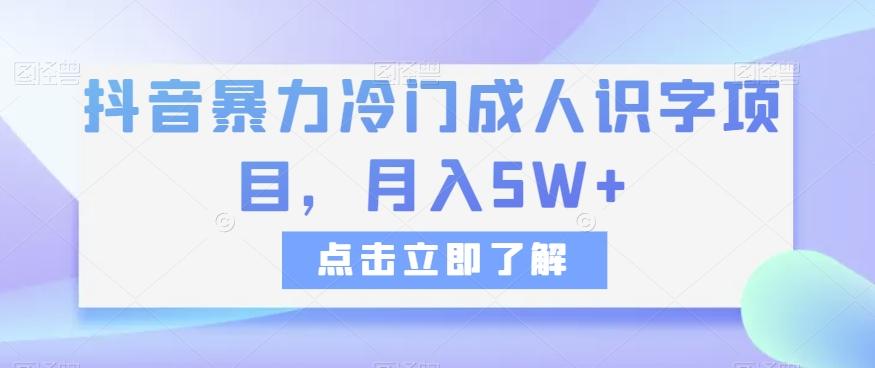抖音暴力冷门成人识字项目，月入5W+【揭秘】-木白网创