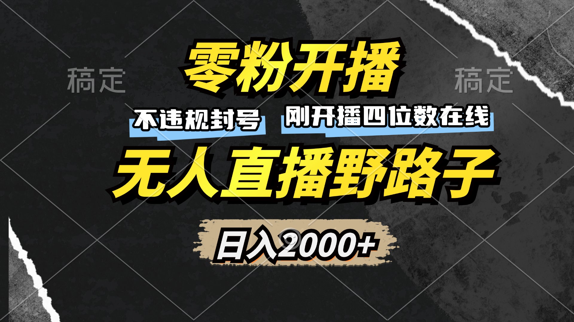零粉开播，无人直播野路子，日入2000+，不违规封号，躺赚收益！-木白网创