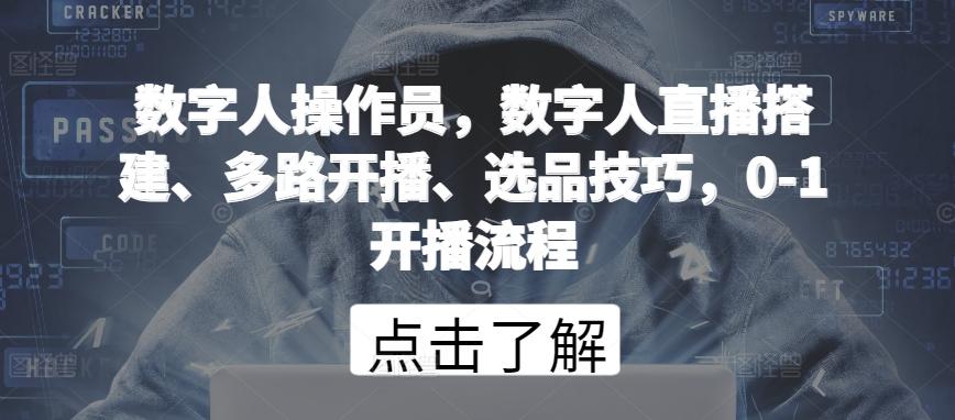 数字人操作员，数字人直播搭建、多路开播、选品技巧，0-1开播流程-木白网创