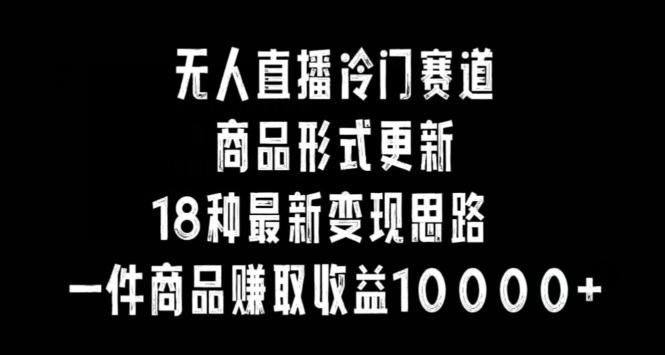 无人直播冷门赛道，商品形式更新，18种变现思路，一件商品赚取收益10000+【揭秘】-木白网创