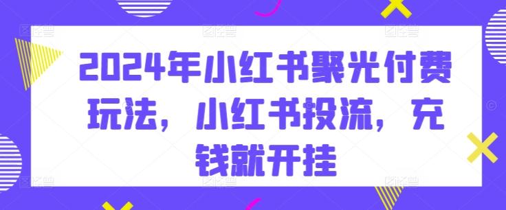 2024年小红书聚光付费玩法，小红书投流，充钱就开挂-木白网创