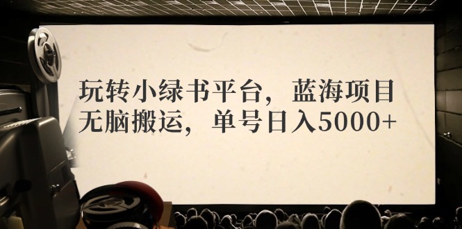 玩转小绿书平台，蓝海项目，无脑搬运，单号日入5000+-木白网创
