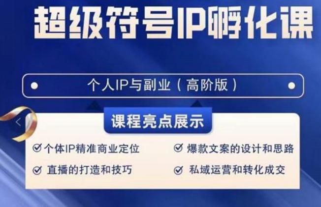 超级符号IP孵化高阶课，建立流量思维底层逻辑，打造属于自己IP（51节课）-木白网创