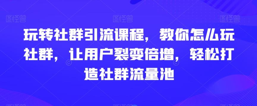玩转社群引流课程，教你怎么玩社群，让用户裂变倍增，轻松打造社群流量池-木白网创