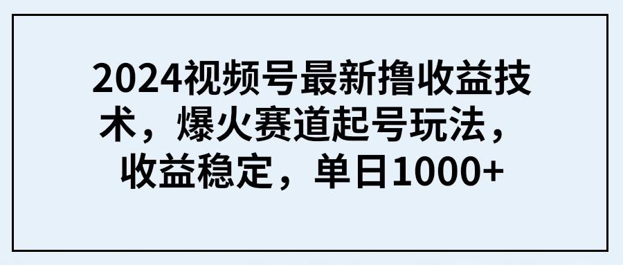 (9651期) 2024视频号最新撸收益技术，爆火赛道起号玩法，收益稳定，单日1000+-木白网创