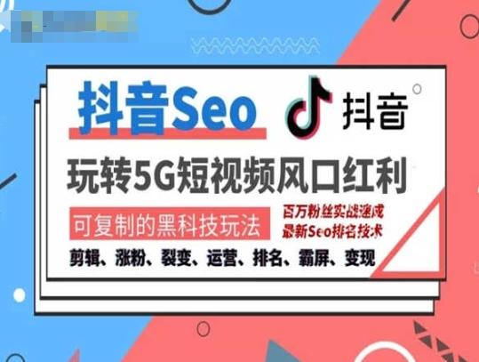 抖音SEO引流培训课程-抓住抖音风口，实现搜索排名，获取精准流量，快速成交变现-木白网创