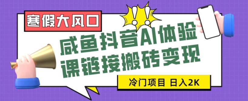寒假大风口咸鱼抖音AI体验课链接搬砖变现，全网首发冷门项目，小白可日入2K+【揭秘】-木白网创