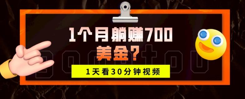 1天看30分钟视频，1个月躺赚700美金？-木白网创