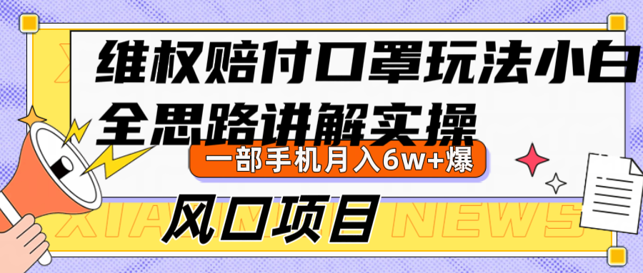 维权赔付口罩玩法，小白也能月入6w+，风口项目实操-木白网创