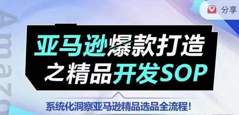【训练营】亚马逊爆款打造之精品开发SOP，系统化洞察亚马逊精品选品全流程-木白网创
