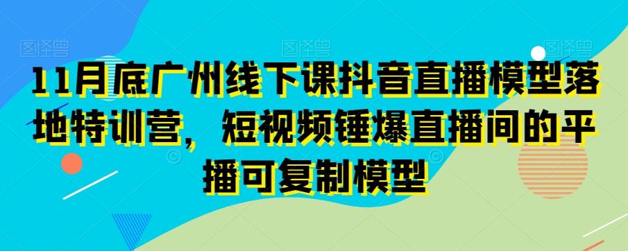 11月底广州线下课抖音直播模型落地特训营，短视频锤爆直播间的平播可复制模型-木白网创