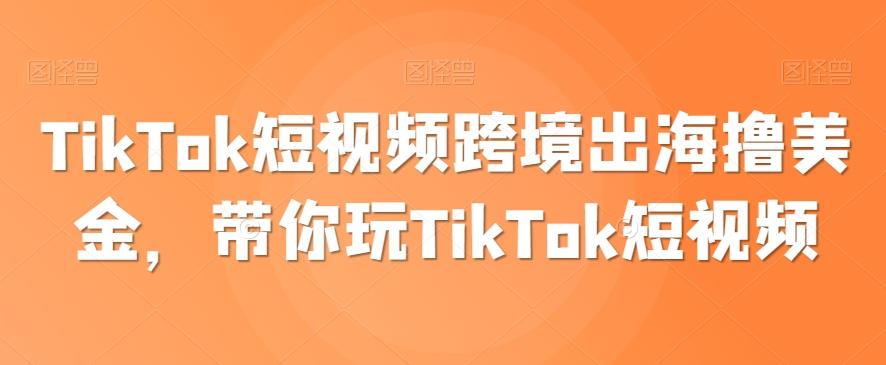 TikTok短视频跨境出海撸美金，带你玩TikTok短视频-木白网创
