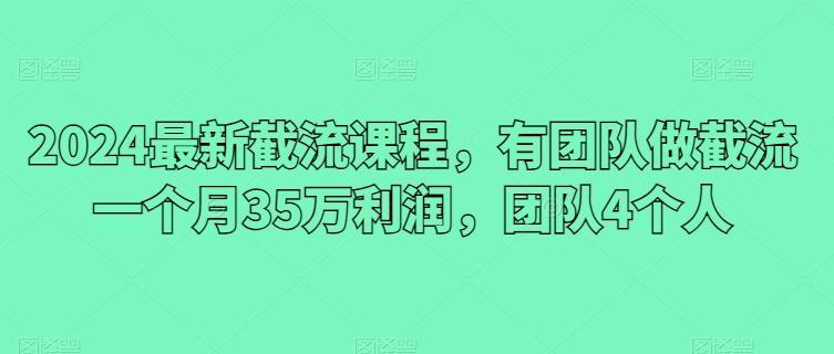 2024最新截流课程，有团队做截流一个月35万利润，团队4个人-木白网创