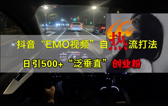抖音EMO视频自热打法，日引500+“泛垂直”创业粉-木白网创