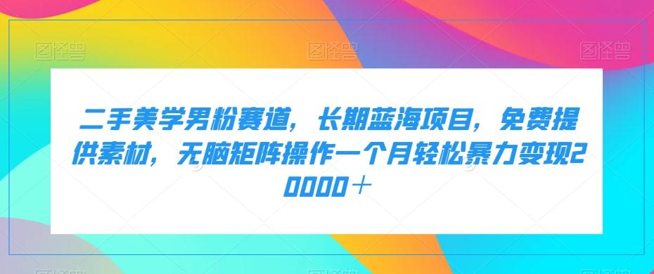 二手美学男粉赛道，长期蓝海项目，无脑矩阵操作一个月轻松暴力变现20000＋-木白网创