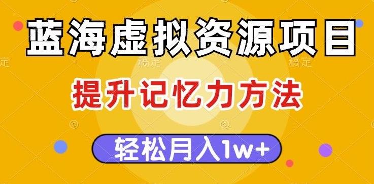 蓝海虚拟资源项目，提升记忆力方法，多种变现方式，轻松月入1w+【揭秘】-木白网创
