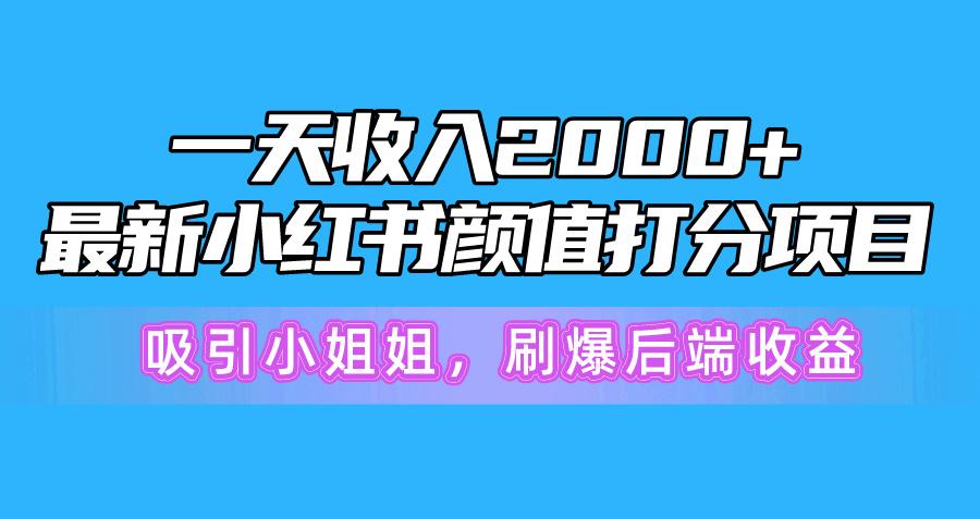 一天收入2000+，最新小红书颜值打分项目，吸引小姐姐，刷爆后端收益-木白网创