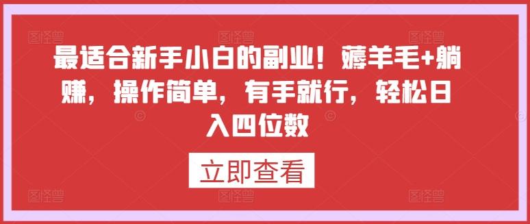最适合新手小白的副业！薅羊毛+躺赚，操作简单，有手就行，轻松日入四位数【揭秘】-木白网创