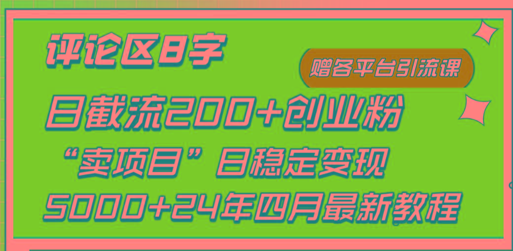 (9851期)评论区8字日载流200+创业粉  日稳定变现5000+24年四月最新教程！-木白网创