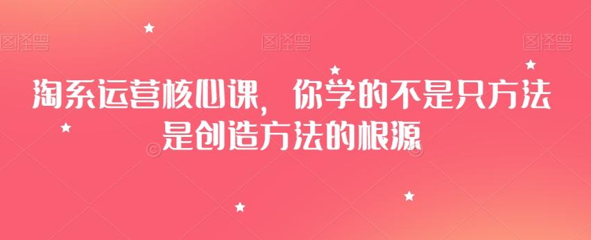 淘系运营核心课，你学的不是只方法是创造方法的根源-木白网创