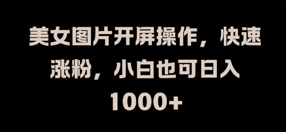美女图片开屏操作，快速涨粉，小白也可日入1k【揭秘】-木白网创