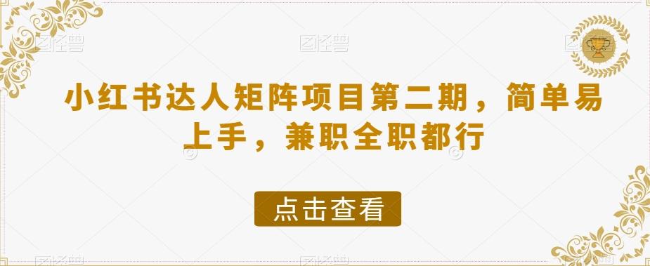 小红书达人矩阵项目第二期，简单易上手，兼职全职都行-木白网创