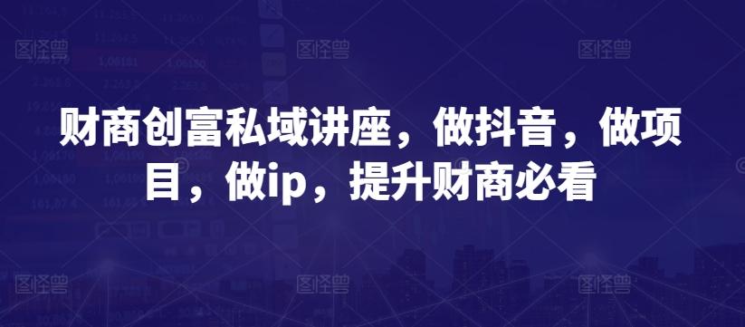 财商创富私域讲座，做抖音，做项目，做ip，提升财商必看-木白网创