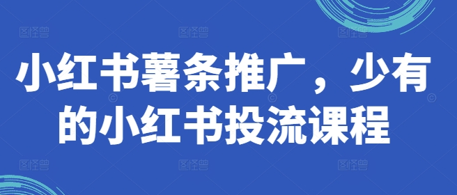小红书薯条推广，少有的小红书投流课程-木白网创