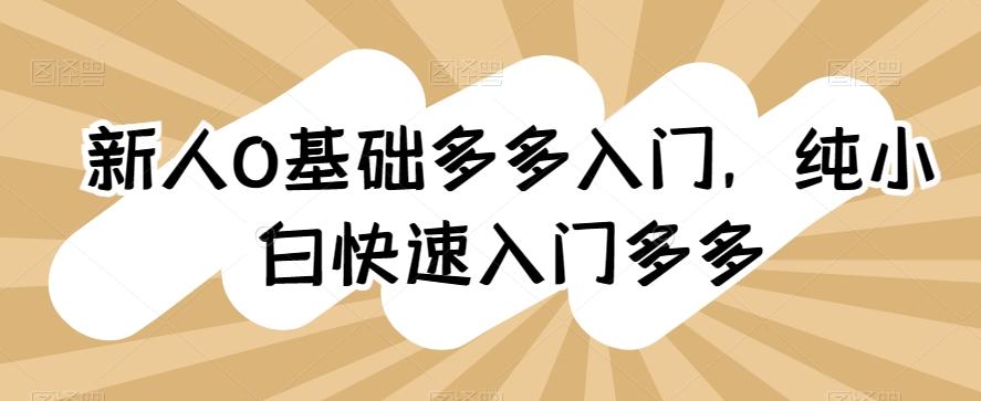 新人0基础多多入门，​纯小白快速入门多多-木白网创