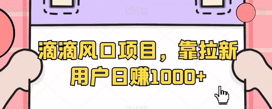 滴滴风口项目，靠拉新用户日赚1000+-木白网创