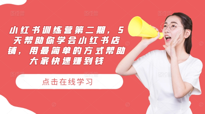 小红书训练营第二期，5天帮助你学会小红书店铺，用最简单的方式帮助大家快速赚到钱-木白网创