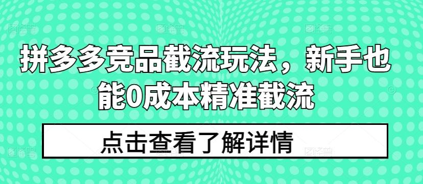 拼多多竞品截流玩法，新手也能0成本精准截流-木白网创