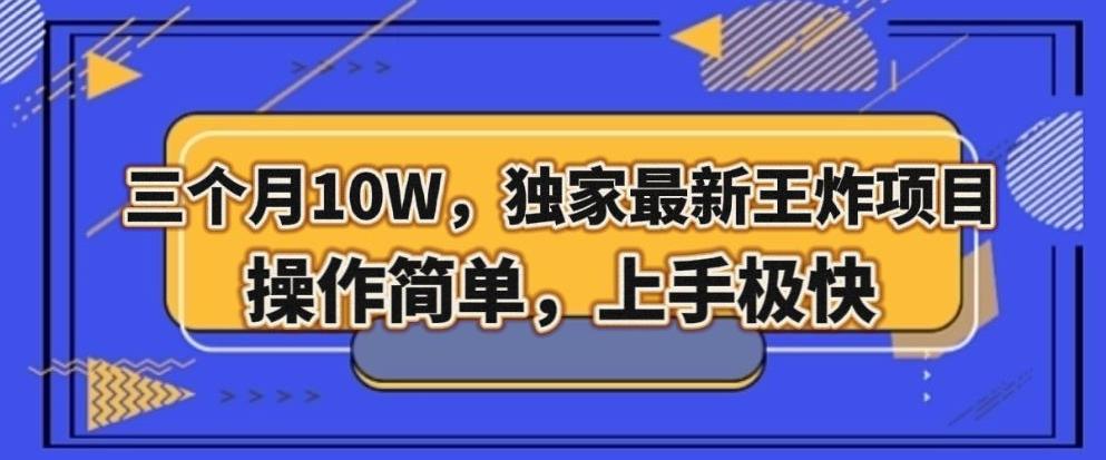三个月10W，独家最新王炸项目！操作简单，上手极快【揭秘】-木白网创