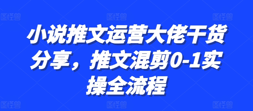 小说推文运营大佬干货分享，推文混剪0-1实操全流程-木白网创