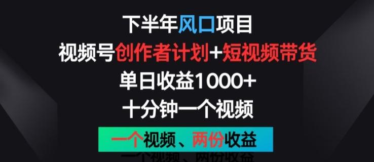 下半年风口项目，视频号创作者计划+视频带货，一个视频两份收益，十分钟一个视频【揭秘】-木白网创