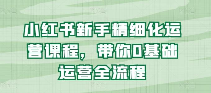 小红书新手精细化运营课程，带你0基础运营全流程-木白网创