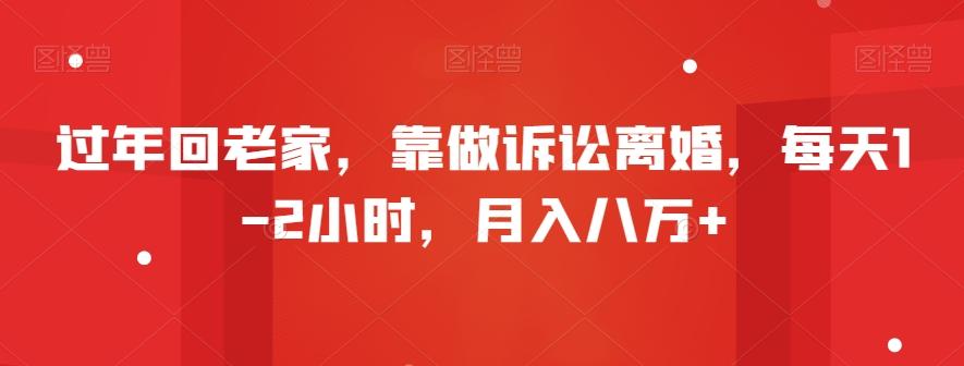 过年回老家，靠做诉讼离婚，每天1-2小时，月入八万+-木白网创