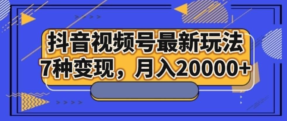 抖音视频号最新玩法，7种变现，月入20000+-木白网创