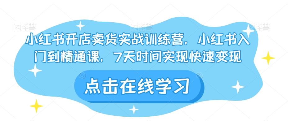 小红书开店卖货实战训练营，小红书入门到精通课，7天时间实现快速变现-木白网创