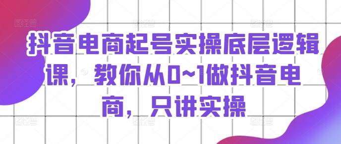 抖音电商起号实操底层逻辑课，教你从0~1做抖音电商，只讲实操-木白网创