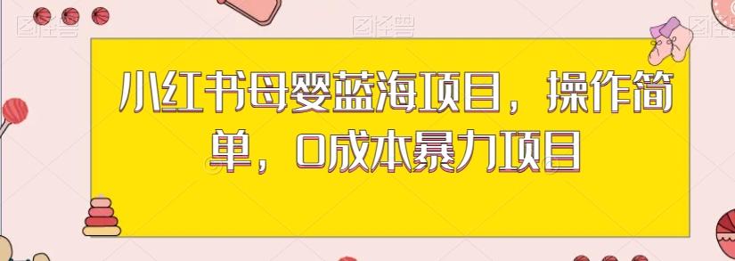 小红书母婴蓝海项目，操作简单，0成本暴力项目-木白网创